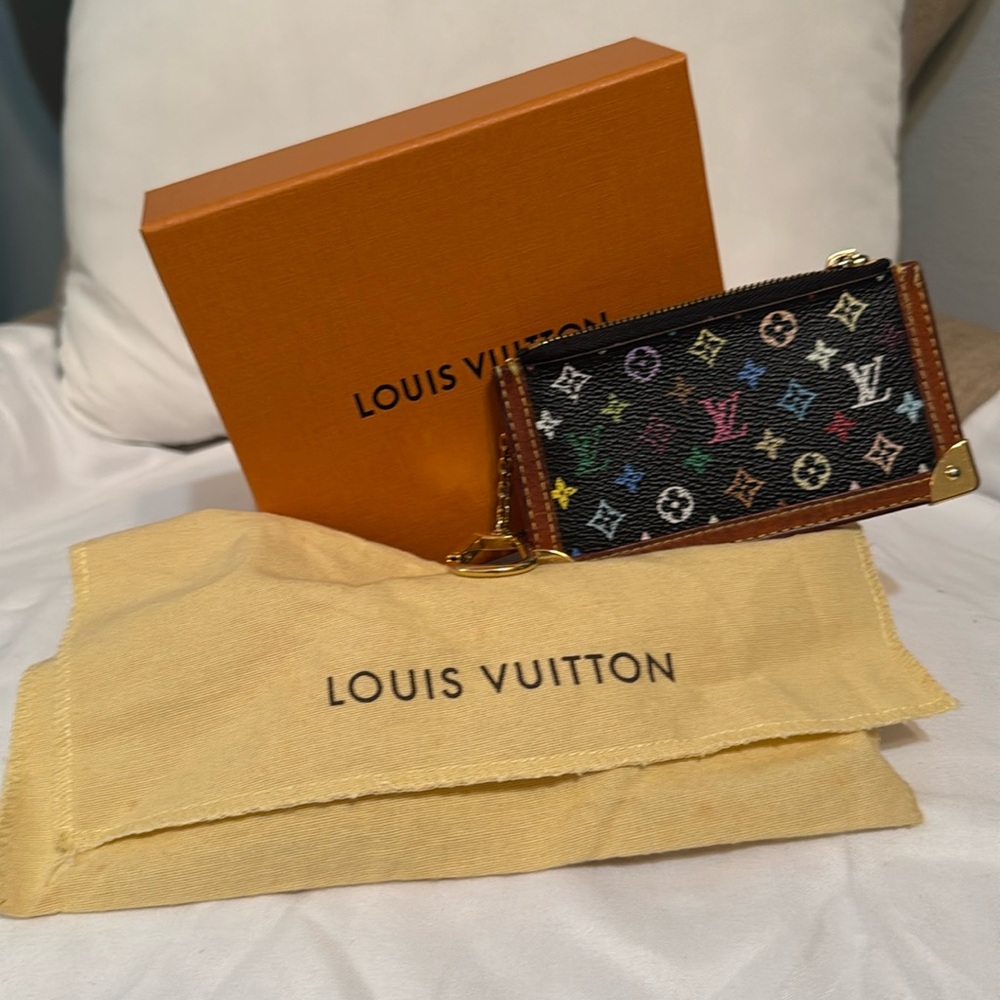 Vintage Louis Vuitton, black Murakami, coin / keychain with COA, Box, & Dust Bag